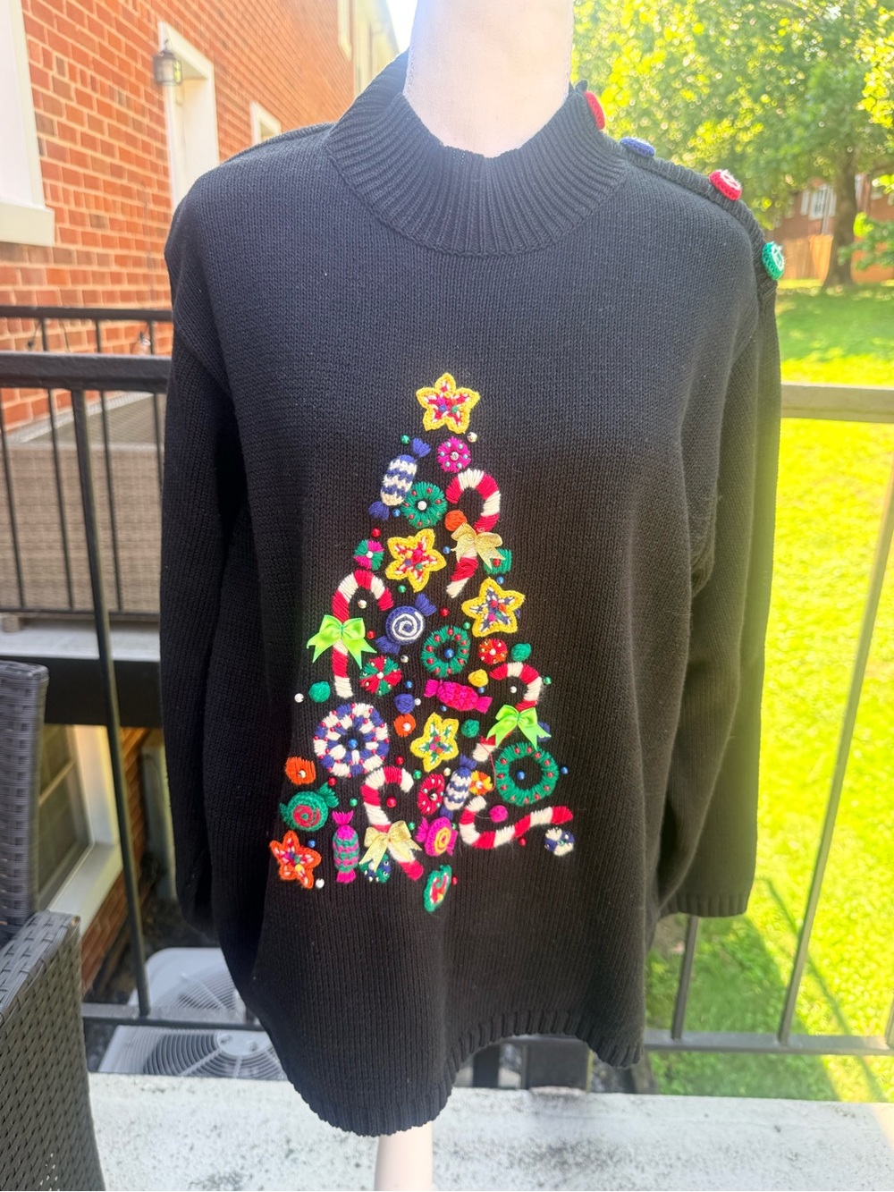 Marisa Christina Vintage Christmas Embroidered Sweater